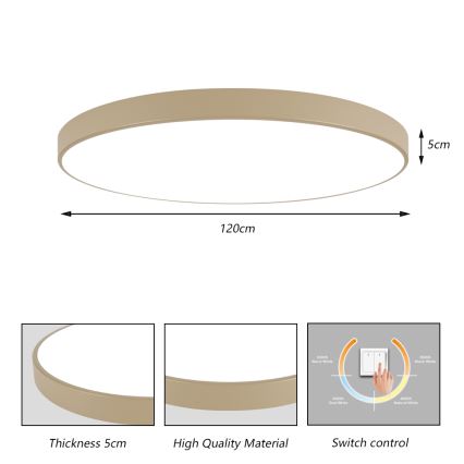 Brilagi - POOL LED mennyezeti lámpa, 180 W, 230 V, 3000/4500/6000 K, átmérő 120 cm, bézs