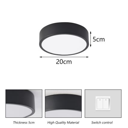 Brilagi - LED mennyezeti lámpatest POOL LED/18W/230V 3000/4000/6000K átm. 20 cm fekete