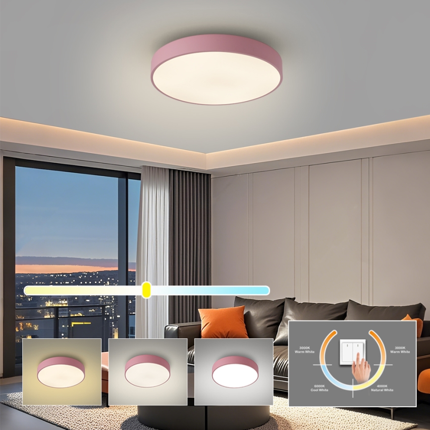 Brilagi - LED mennyezeti lámpatest POOL LED/36W/230V 3000/4000/6000K átmérő 30 cm rózsaszín