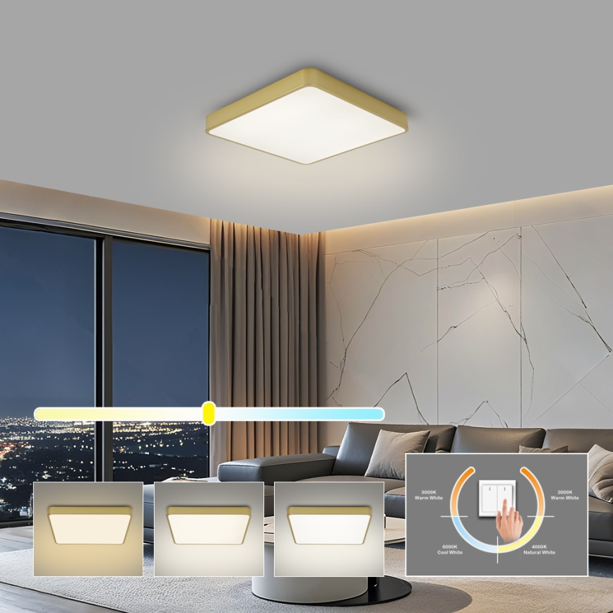 Brilagi - LED mennyezeti lámpatest POOL LED/36W/230V 3000/4500/6000K 40x40 cm arany