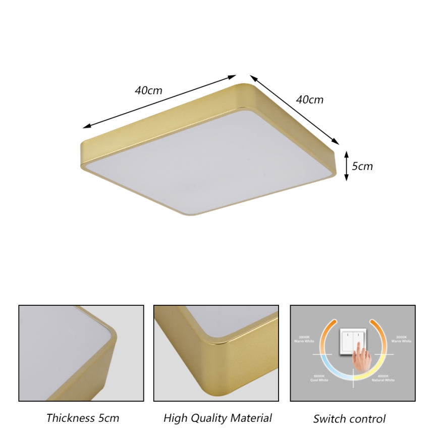 Brilagi - LED mennyezeti lámpatest POOL LED/36W/230V 3000/4500/6000K 40x40 cm arany