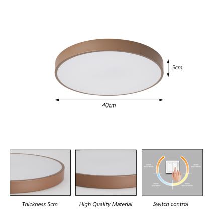 Brilagi - POOL LED mennyezeti lámpa 48W/230V 3000/4000/6000K, átmérő 40 cm, barna