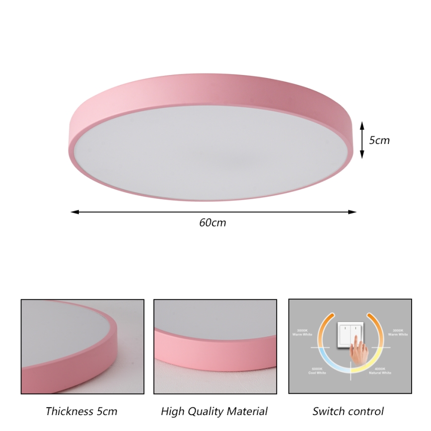 Brilagi - LED mennyezeti lámpatest POOL LED/60W/230V 3000/4000/6000K átm. 60 cm rózsaszín