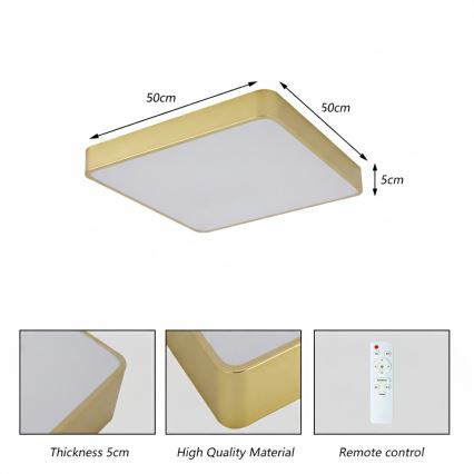 BRILAGI - LED mennyezeti lámpatest POOL SQUARE LED/48W/230V 3000/4000/6000K 50x50 cm arany