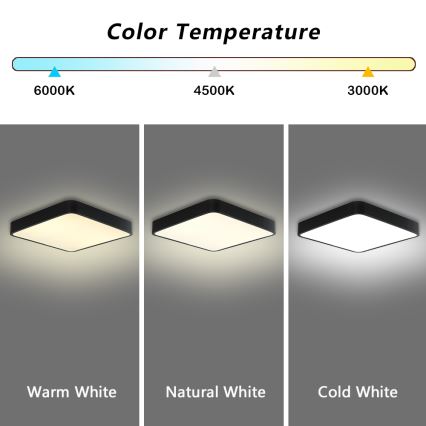 Brilagi - LED mennyezeti lámpatest POOL SQUARE LED/48W/230V 3000/4500/6000K 50x50 cm fekete