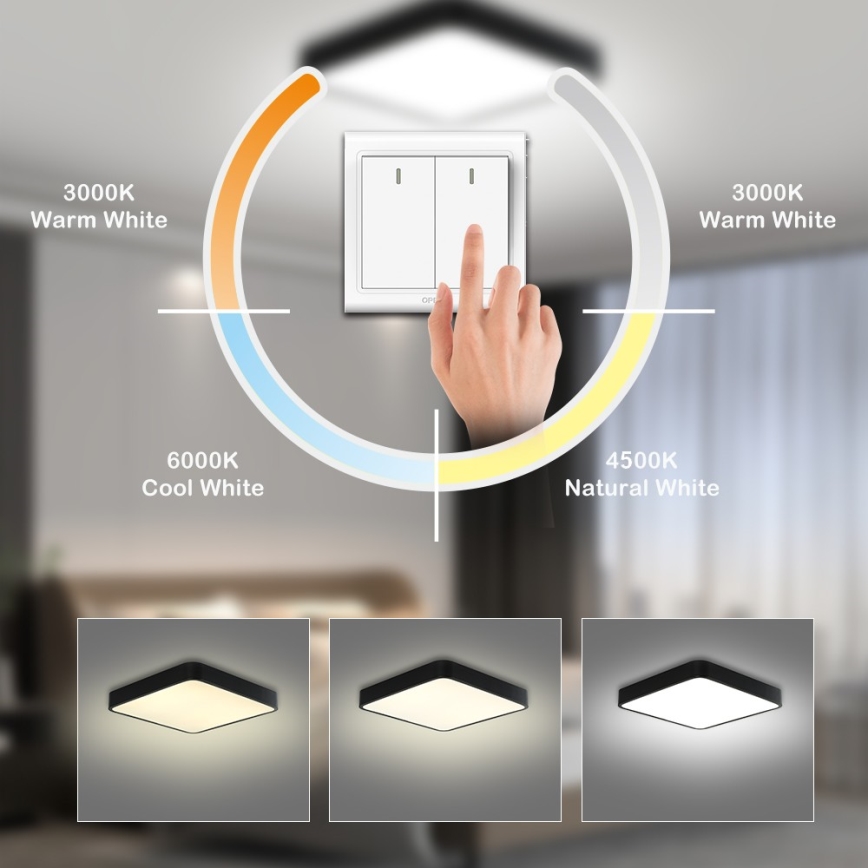 Brilagi - LED mennyezeti lámpatest POOL SQUARE LED/48W/230V 3000/4500/6000K 50x50 cm fekete