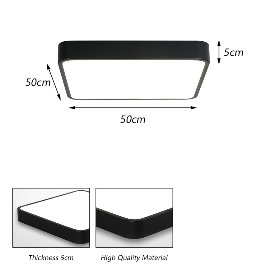 Brilagi - LED mennyezeti lámpatest POOL SQUARE LED/48W/230V 3000/4500/6000K 50x50 cm fekete