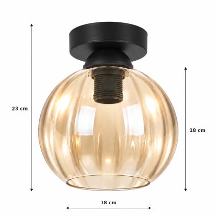BRILAGI - LED mennyezeti lámpa RETRO GLASS 1xE27/60W/230V Ø 18 cm fekete/füstös bézs