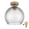 BRILAGI - LED mennyezeti lámpatest RETRO GLASS 1xE27/60W/230V átm. 25 cm bézs/füstszürke