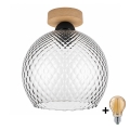 BRILAGI - LED mennyezeti lámpatest RETRO GLASS 1xE27/60W/230V átm. 25 cm tölgy/füstszürke