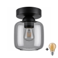 BRILAGI - LED mennyezeti lámpatest RETRO GLASS 1xE27/60W/230V Ø 14 cm fekete/füstszürke