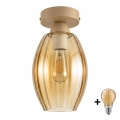 BRILAGI - LED mennyezeti lámpatest RETRO GLASS 1xE27/60W/230V Ø 17 cm bézs/füstös bézs