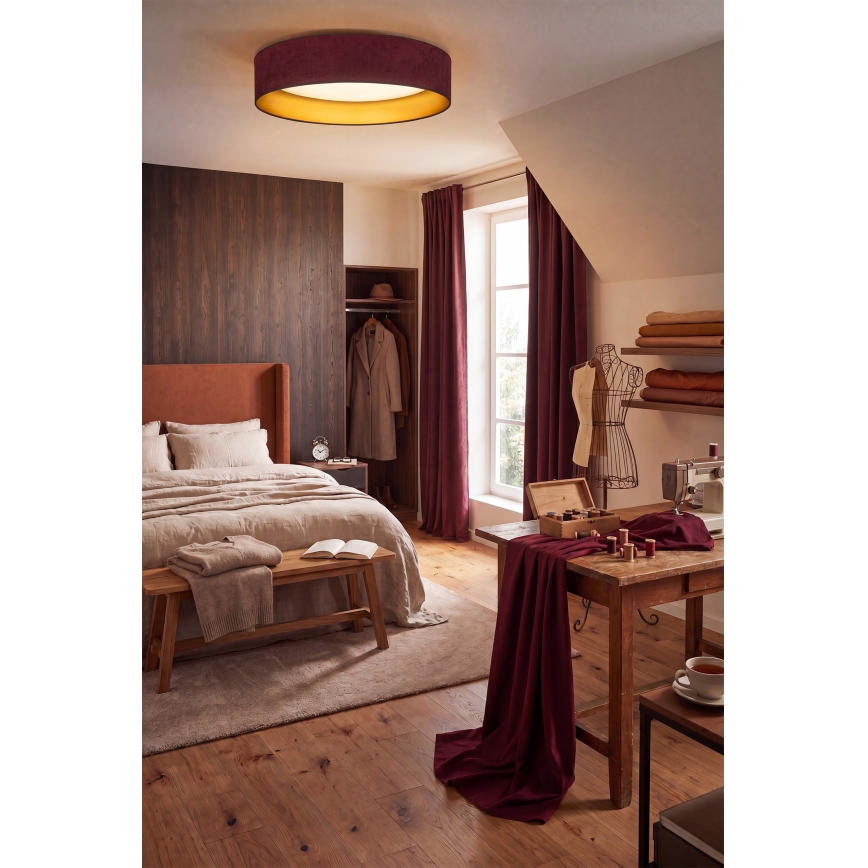 Brilagi - LED mennyezeti lámpa VELVET SIMPLE LED/24W/230V 3000K átmérő 45 cm bordó/arany
