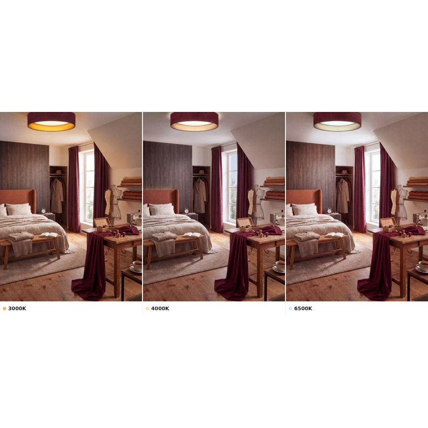 Brilagi - LED mennyezeti lámpatest VELVET VARI 24W/230V 3000/4000/6500K, átmérő 45 cm, bordó/arany