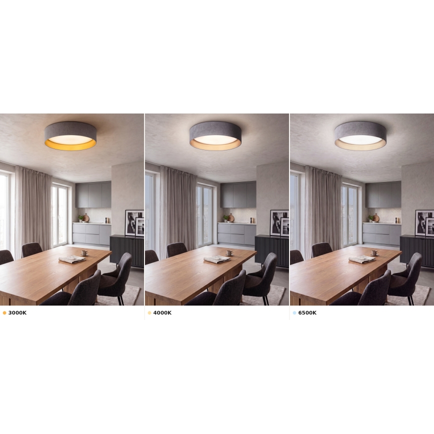 Brilagi - LED mennyezeti lámpa VELVET VARI LED/24W/230V 3000/4000/6500K átm. 45 cm szürke/arany
