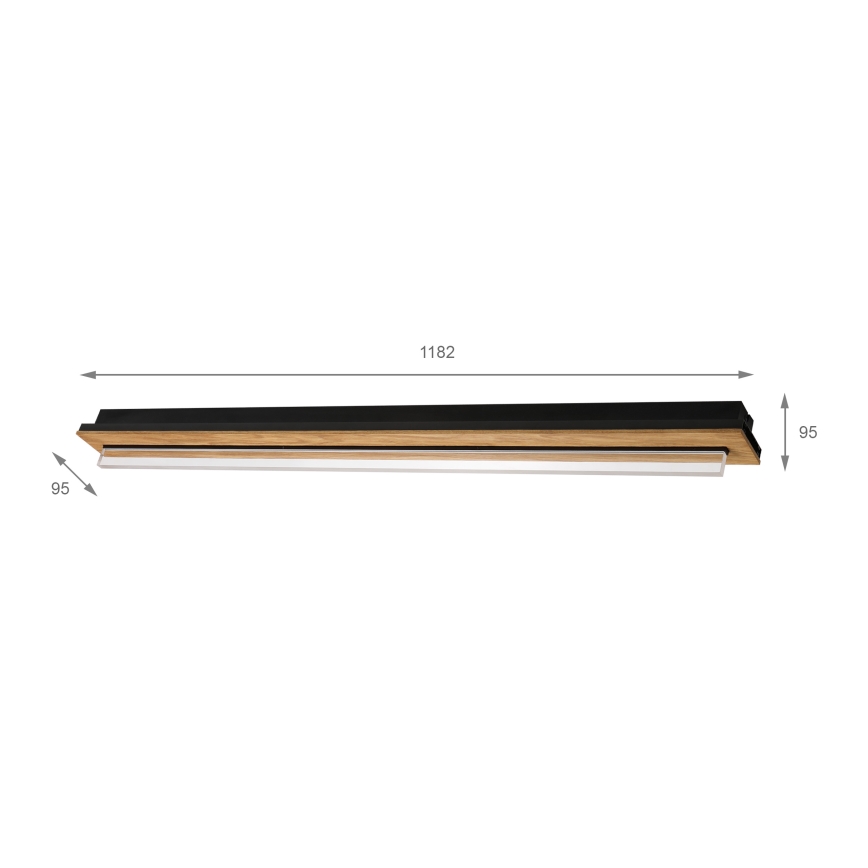Brilagi - LED mennyezeti lámpatest WOODY FLAT LED/25W/230V 118 cm tölgy/fekete