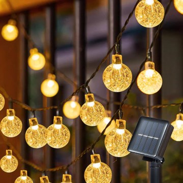 Brilagi - LED napelemes dekorációs fényfüzér BUBBLE 200 LED/8 üzemmód 20 m IP65 meleg fehér 800 mAh