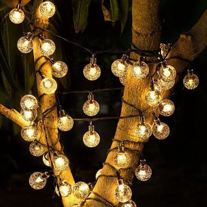 BRILAGI - LED napelemes dekorációs fényfüzér BUBBLE 200 LED/8 üzemmód 20 m IP65 meleg fehér 800 mAh