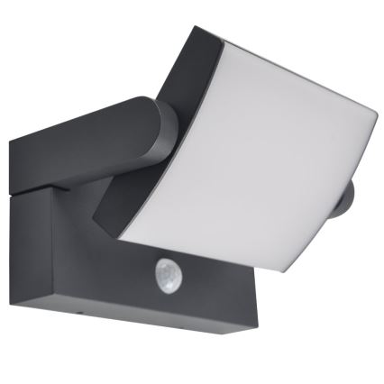 Brilagi - LED Napelemes fali lámpa mozgás és alkonyérzékelővel ANKLE LED/10W/3,7V 3000 mAh 3000K IP65 antracit