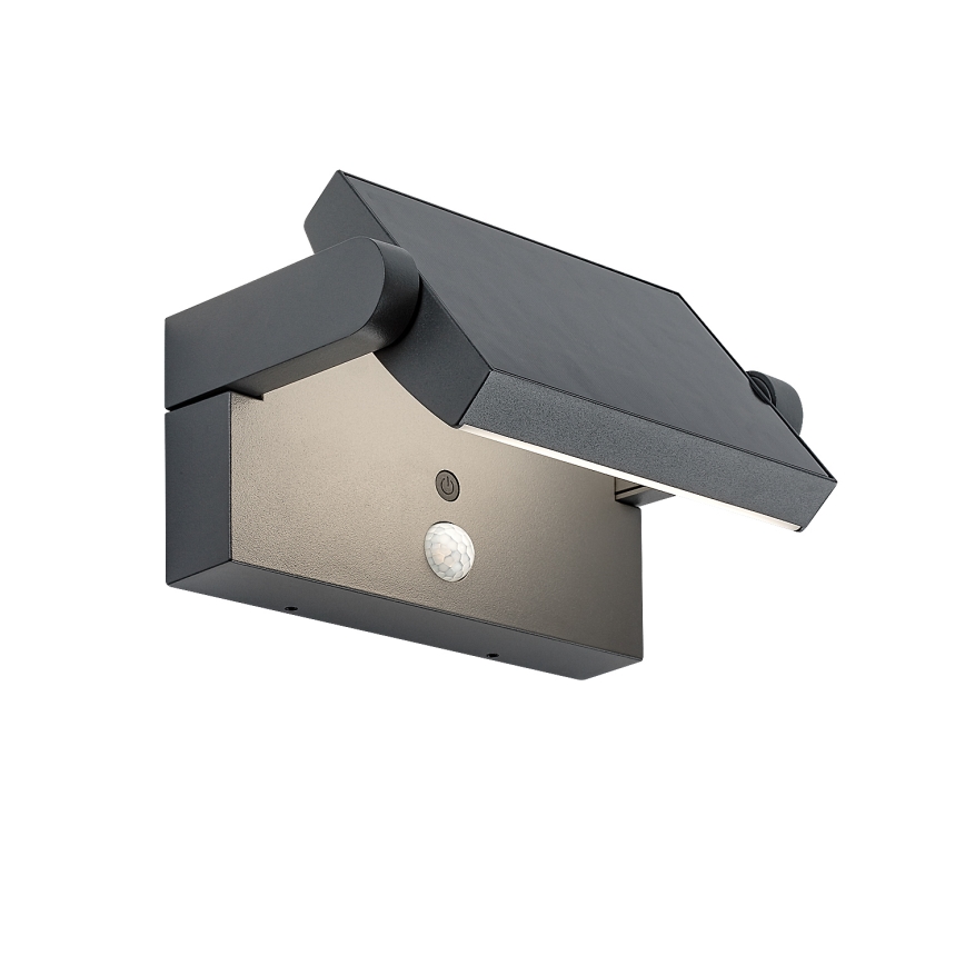 Brilagi - LED Napelemes fali lámpa mozgás és alkonyérzékelővel ANKLE LED/10W/3,7V 3000 mAh 3000K IP65 antracit
