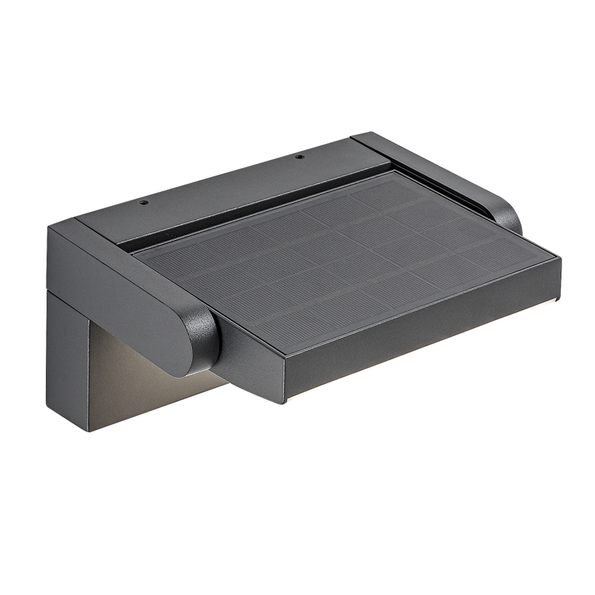 Brilagi - LED Napelemes fali lámpa mozgás és alkonyérzékelővel ANKLE LED/10W/3,7V 3000 mAh 3000K IP65 antracit