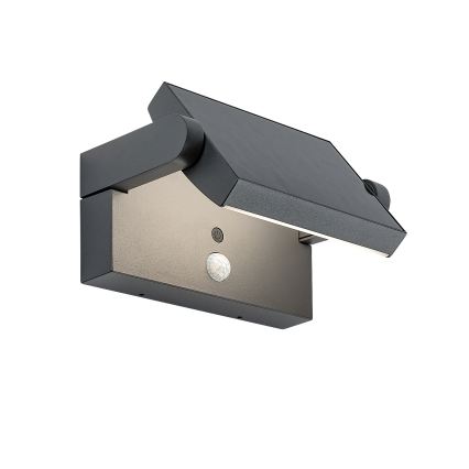 Brilagi - LED Napelemes fali lámpa mozgás és alkonyérzékelővel ANKLE LED/10W/3,7V 3000 mAh 4000K IP65 antracit