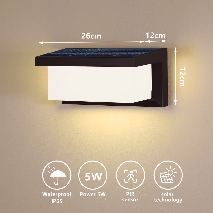 Brilagi - LED Napelemes fali lámpa mozgás és alkonyérzékelővel BRICKY LED/5W/6V 4000 mAh IP65