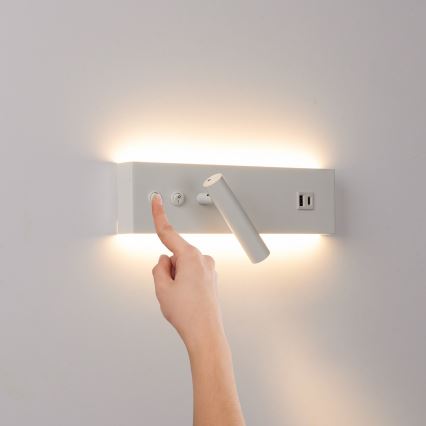 Brilagi - NOCTIS LED fali spotlámpa USB-porttal LED/3W/230V + LED/9W fehér