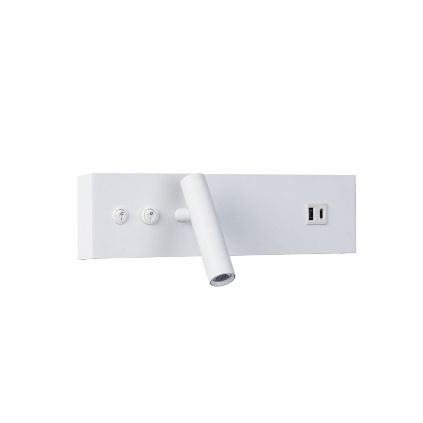 Brilagi - NOCTIS LED fali spotlámpa USB-porttal LED/3W/230V + LED/9W fehér