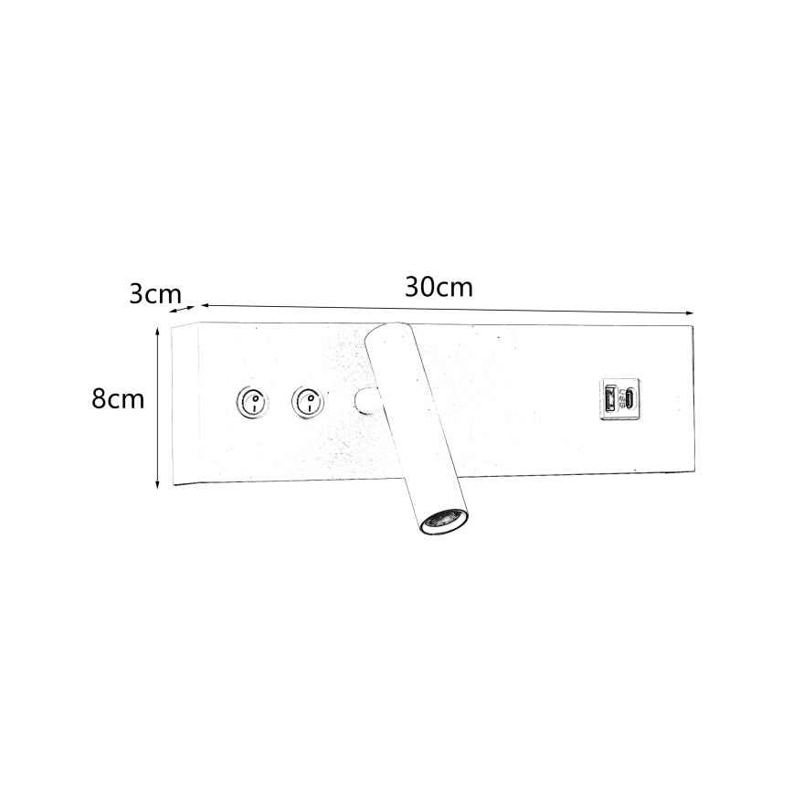 Brilagi - NOCTIS LED fali spotlámpa USB-porttal LED/3W/230V + LED/9W fehér