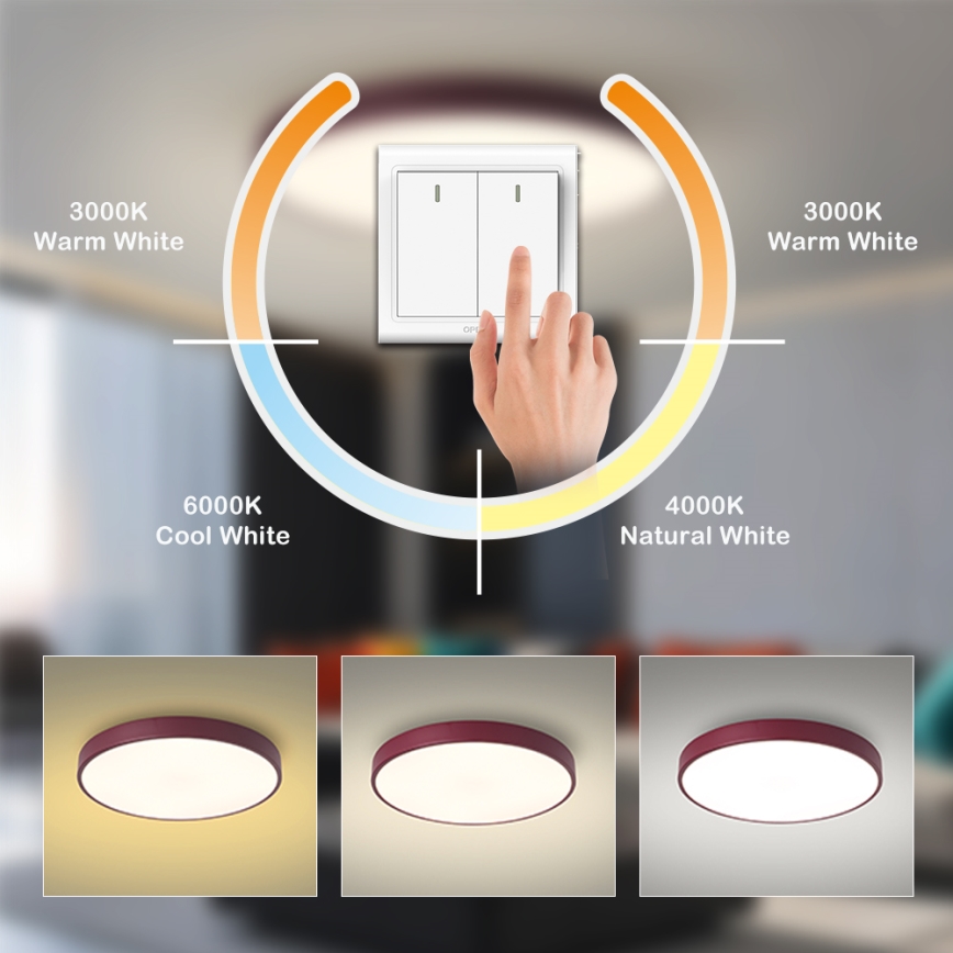 Brilagi - LED mennyezeti lámpatest POOL LED/48W/230V 3000/4000/6000K átm. 40 cm bordó