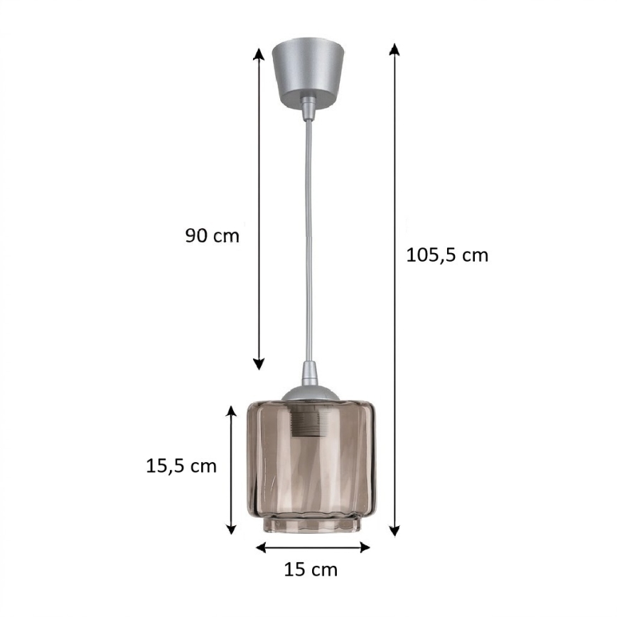 Brilagi - LED függőlámpa kábellel RETRO GLASS 1xE27/60W/230V átmérő 15 cm ezüst/füstös bézs