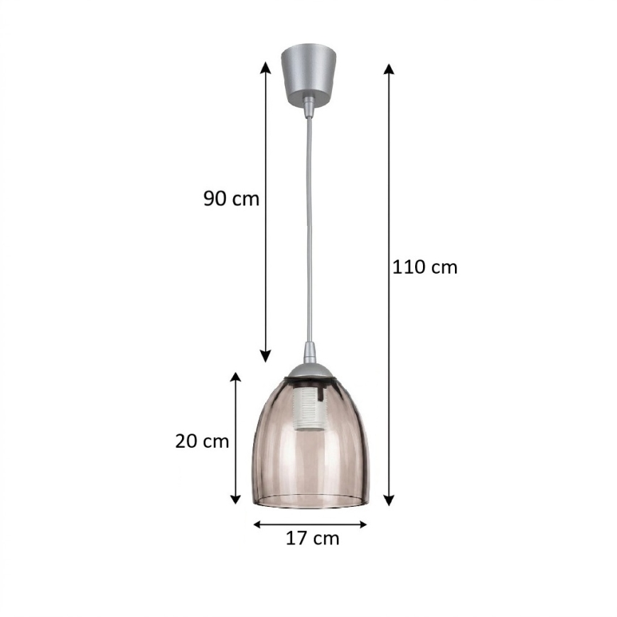 Brilagi - LED függőlámpa kábelen RETRO GLASS 1xE27/60W/230V Ø 17 cm ezüst/füstös bézs