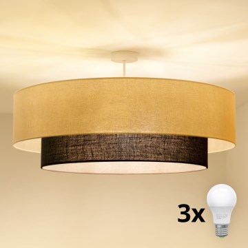 Brilagi - LED ráépített csillár BOHO stílus 3xE27/15W/230V átm. 80 cm krémszínű/barna