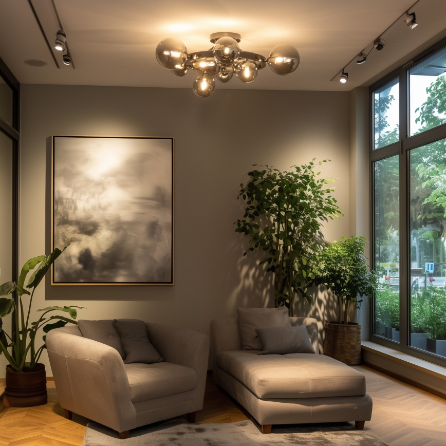 Brilagi - LED Ráépített csillár MILLA 10xG9/3W/230V fekete króm/füstszínű