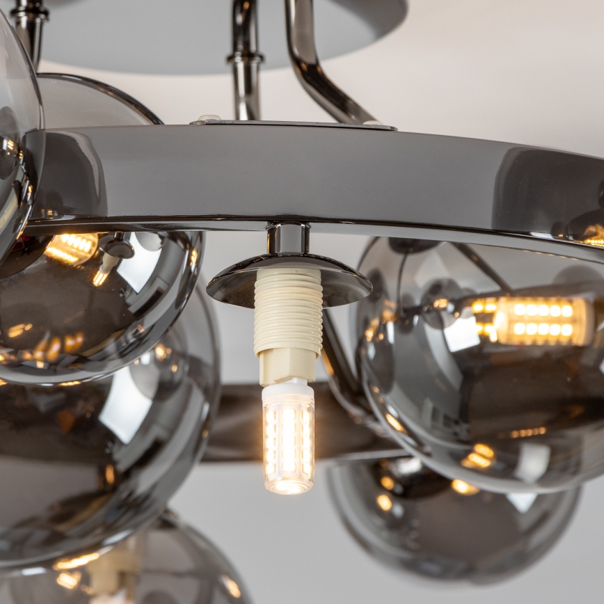 Brilagi - LED Ráépített csillár MILLA 10xG9/3W/230V fekete króm/füstszínű