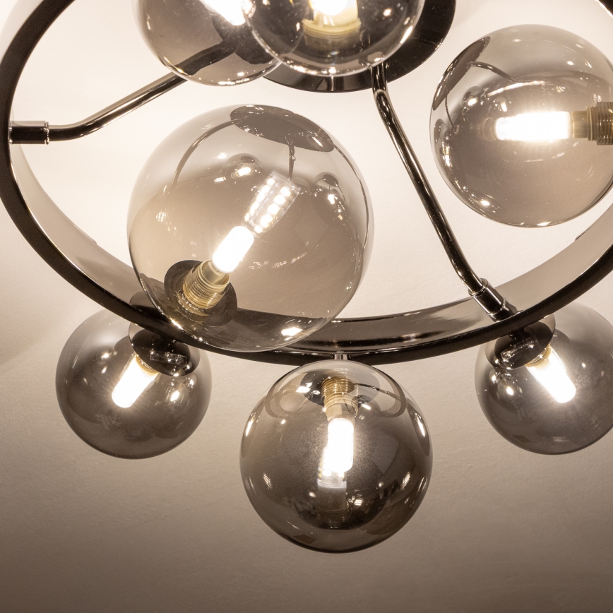 Brilagi - LED Ráépített csillár MILLA 10xG9/3W/230V fekete króm/füstszínű