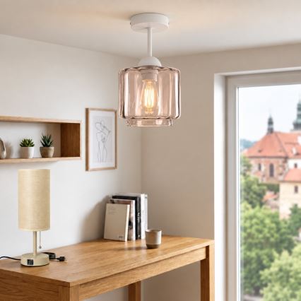BRILAGI - LED felületre szerelhető csillár RETRO GLASS 1xE27/60W/230V Ø 15 cm fehér/füstszínű bézs