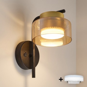 Brilagi - LED RGB+CCT Dimmelhető fali lámpa AURA LUX 1xGX53/14W/230V 2700-6500K Wi-Fi Tuya fekete/arany