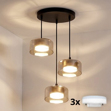 Brilagi - LED RGB+CCT dimmelhető kábeles csillár AURA LUX 3xGX53/14W/230V 2700-6500K Wi-Fi Tuya fekete/arany
