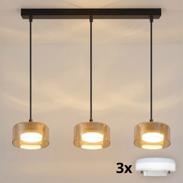 Brilagi - LED RGB+CCT dimmelhető kábeles csillár AURA LUX 3xGX53/14W/230V 2700-6500K Wi-Fi Tuya fekete/arany