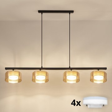 Brilagi - LED RGB+CCT dimmelhető kábeles csillár AURA LUX 4×GX53/14W/230V 2700–6500K Tuya Wi‑Fi fekete/arany