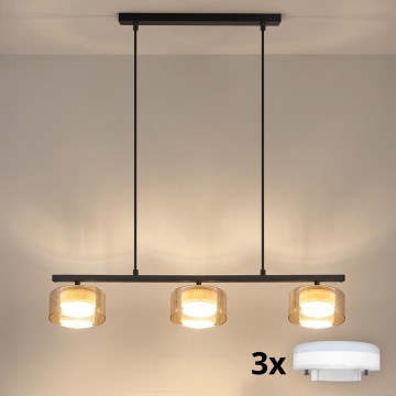 Brilagi - LED RGB+CCT dimmelhető, kábelre függesztett csillár AURA LUX 3xGX53/14W/230V 2700-6500K Wi-Fi Tuya fekete/arany