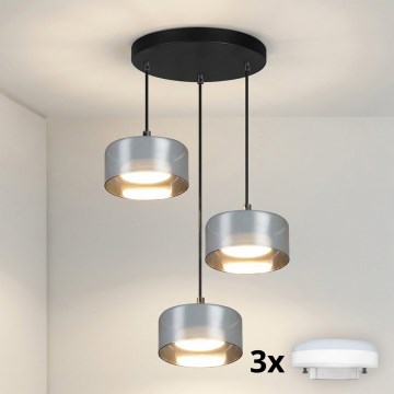 Brilagi - LED RGB+CCT fényerőszabályozható kábeles függeszték AURA LUX 3xGX53/14W/230V 2700-6500K Wi-Fi Tuya fekete/füstszínű