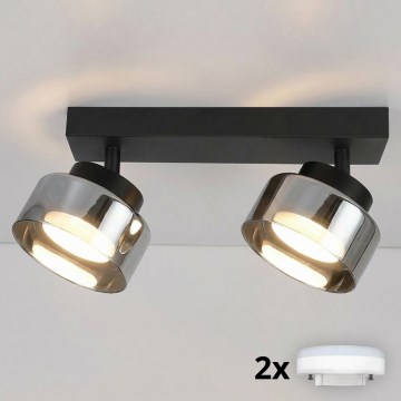 Brilagi - LED RGB+CCT fényerőszabályozható spotlámpa AURA LUX 2xGX53/14W/230V 2700-6500K Wi-Fi Tuya fekete/füstszínű
