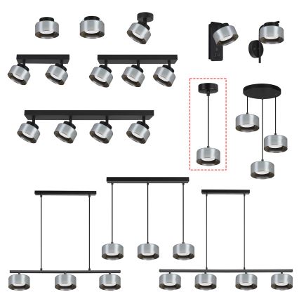 Brilagi - LED RGB+CCT fényerőszabályozható kábelen függő csillár AURA LUX 1xGX53/14W/230V 2700-6500K Wi-Fi Tuya fekete/füstszínű
