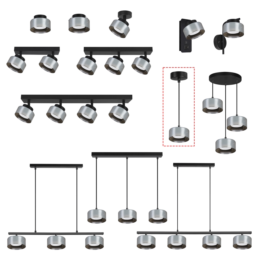 Brilagi - LED RGB+CCT fényerőszabályozható kábelen függő csillár AURA LUX 1xGX53/14W/230V 2700-6500K Wi-Fi Tuya fekete/füstszínű