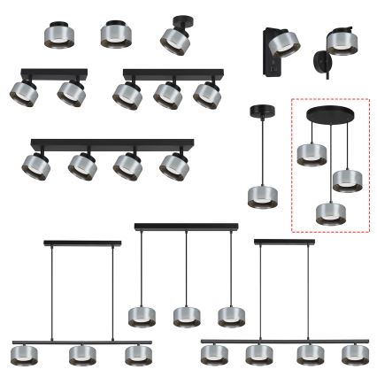 Brilagi - LED RGB+CCT fényerőszabályozható kábeles függeszték AURA LUX 3xGX53/14W/230V 2700-6500K Wi-Fi Tuya fekete/füstszínű