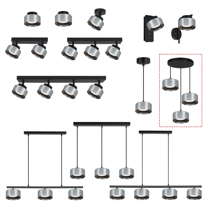 Brilagi - LED RGB+CCT fényerőszabályozható kábeles függeszték AURA LUX 3xGX53/14W/230V 2700-6500K Wi-Fi Tuya fekete/füstszínű