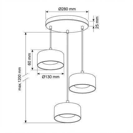 Brilagi - LED RGB+CCT dimmelhető kábeles csillár AURA LUX 3xGX53/14W/230V 2700-6500K Wi-Fi Tuya fekete/arany